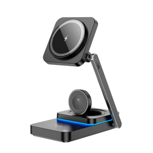 Cargador Inalámbrico 3 en 1 Hoco Cq10 15w Negro
