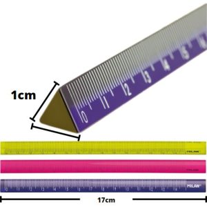 Regla triangular, en colores traslucidos marca Milan