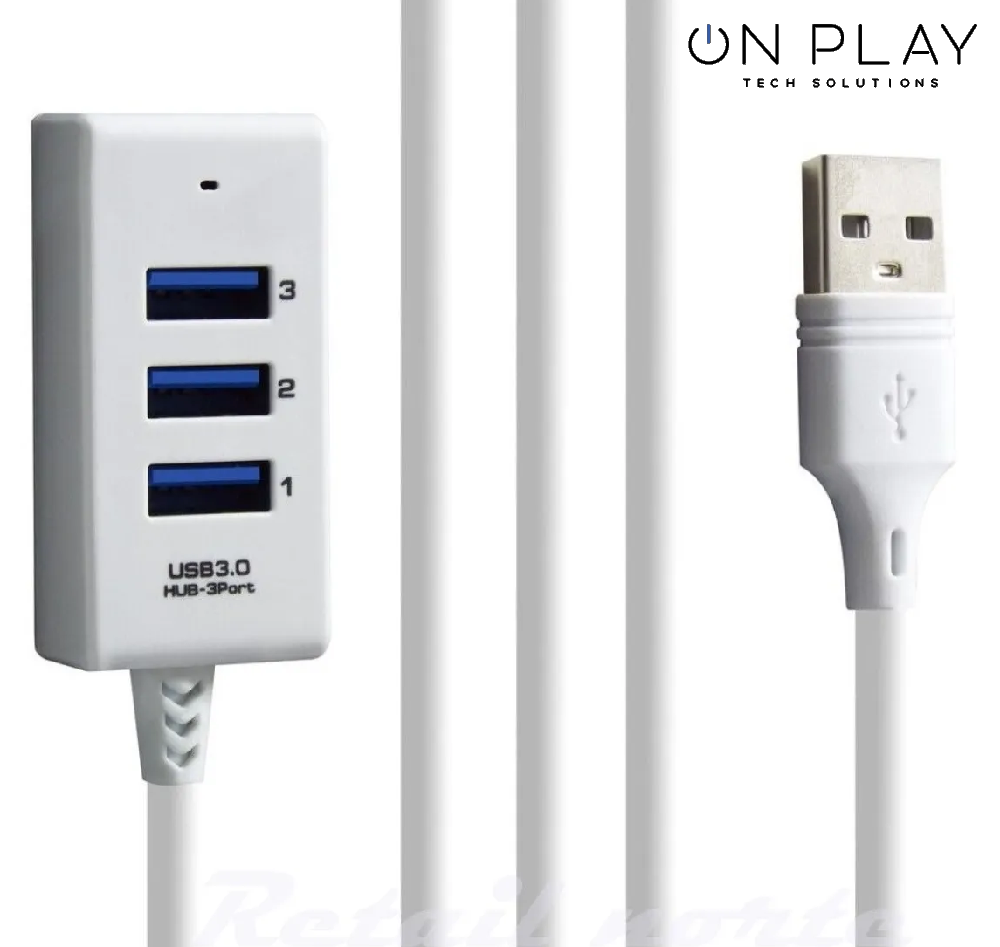 HUB 3 PUERTOS USB 3.0 CON CABLE DE 1 USB DATOS 2 USB solo carga - Imagen 2