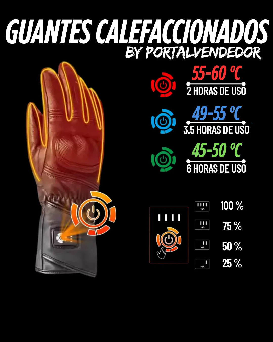 Guantes de Cuero para Moto calefaccionados - Imagen 7