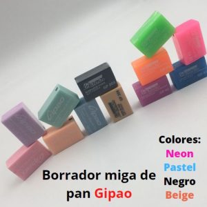 borrador de colores, tipo miga de pan