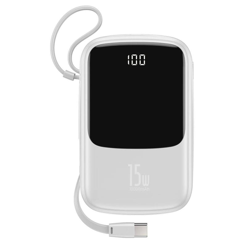 Batería Portátil Baseus 10000 Mah Tipo C 15w Mini Q Pow Blanco - Imagen 2