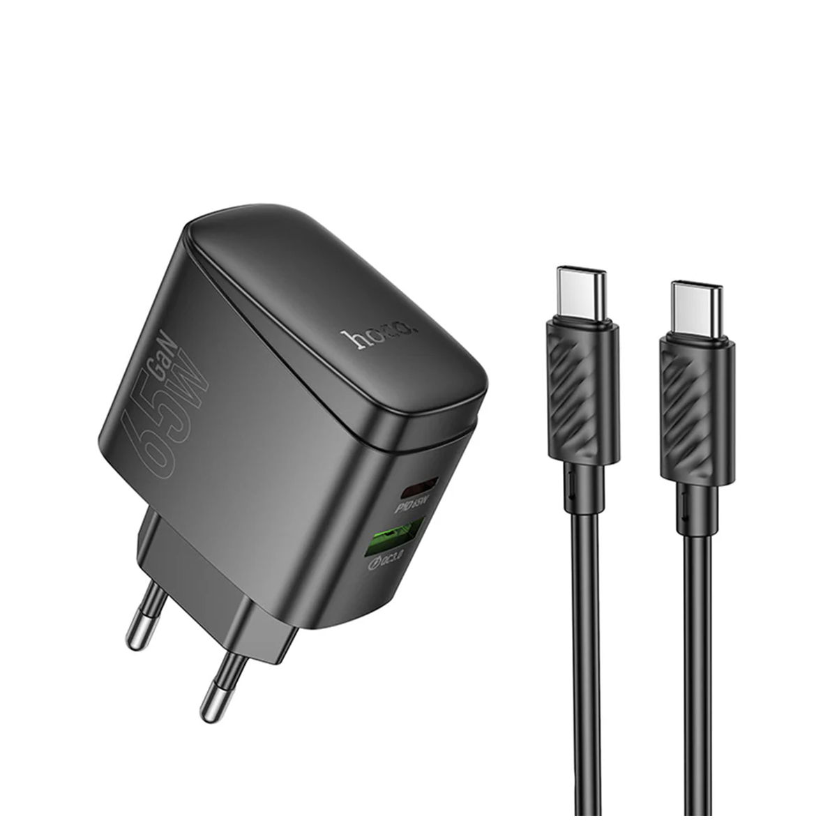 Cargador Carga Rapida Hoco Cs63a 65w + Cable Tipo C Negro - Imagen 4