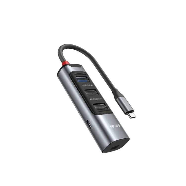 Adaptador Hub Yesido Hb24 5 en 1 Tipo C 100w Gris - Imagen 2